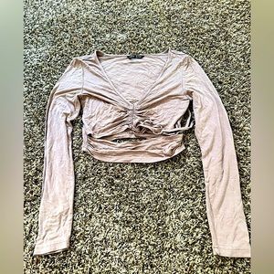 SHEIN long sleeve stylish tie up crop top shirt